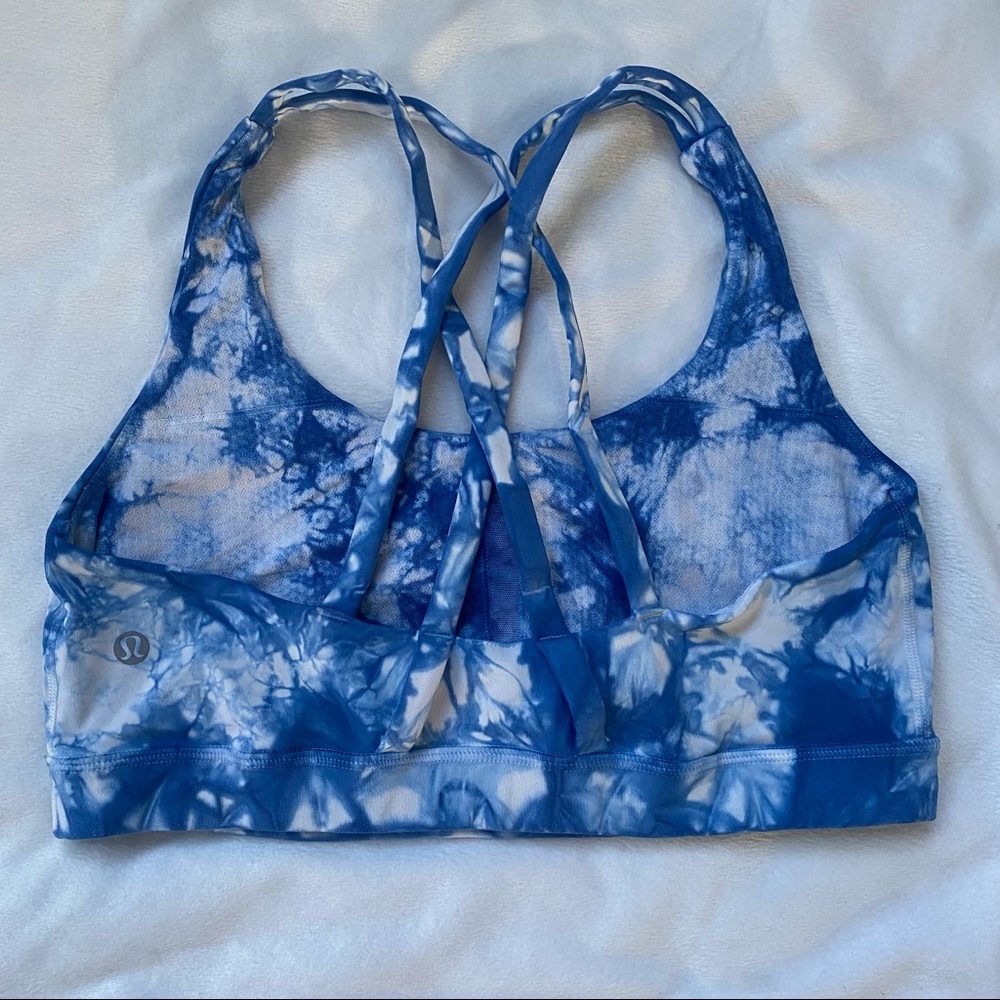 Lululemon Energy Sports Bra Medium Support Shibori Tye Dye Blue B & C Cup - Picture 4 of 12